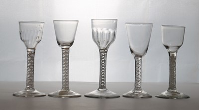 Lot 188 - A group of five opaque twist wine glasses