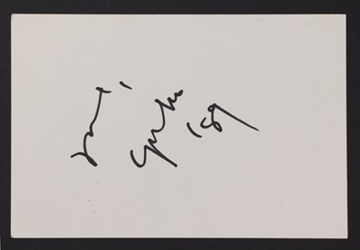 Lot 188 - Yoko Ono: autograph on white card