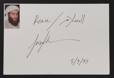 Lot 141 - Yusuf Islam aka Cat Stevens autograph on white card