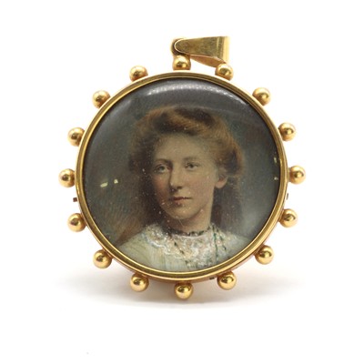 Lot 6 - A Victorian gold mounted miniature portrait pendant