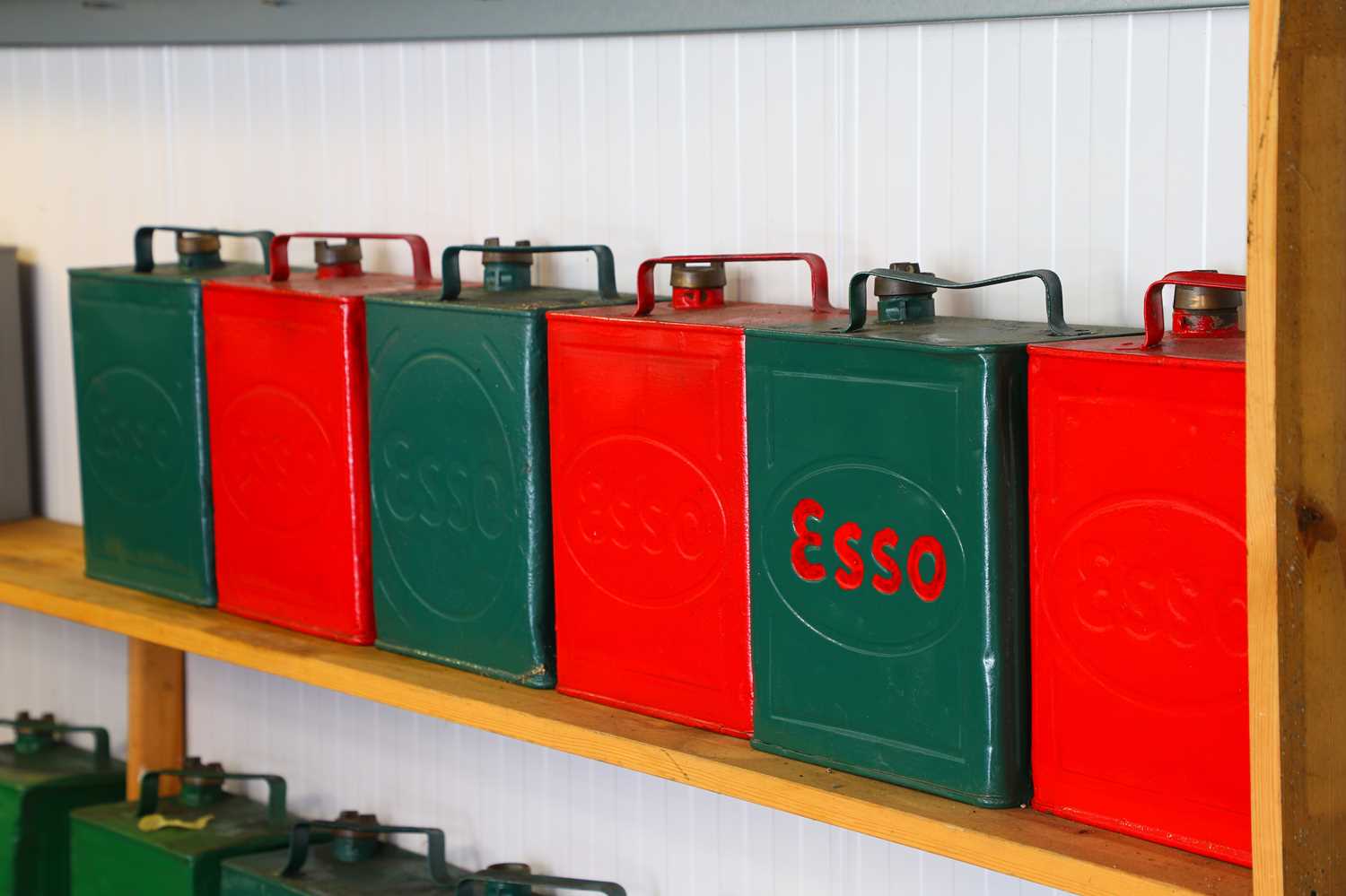 Lot 14 - Six Esso two-gallon Valor petrol cans