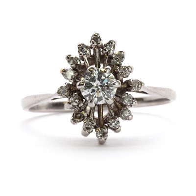 Lot 75 - A 9ct white gold diamond cluster ring