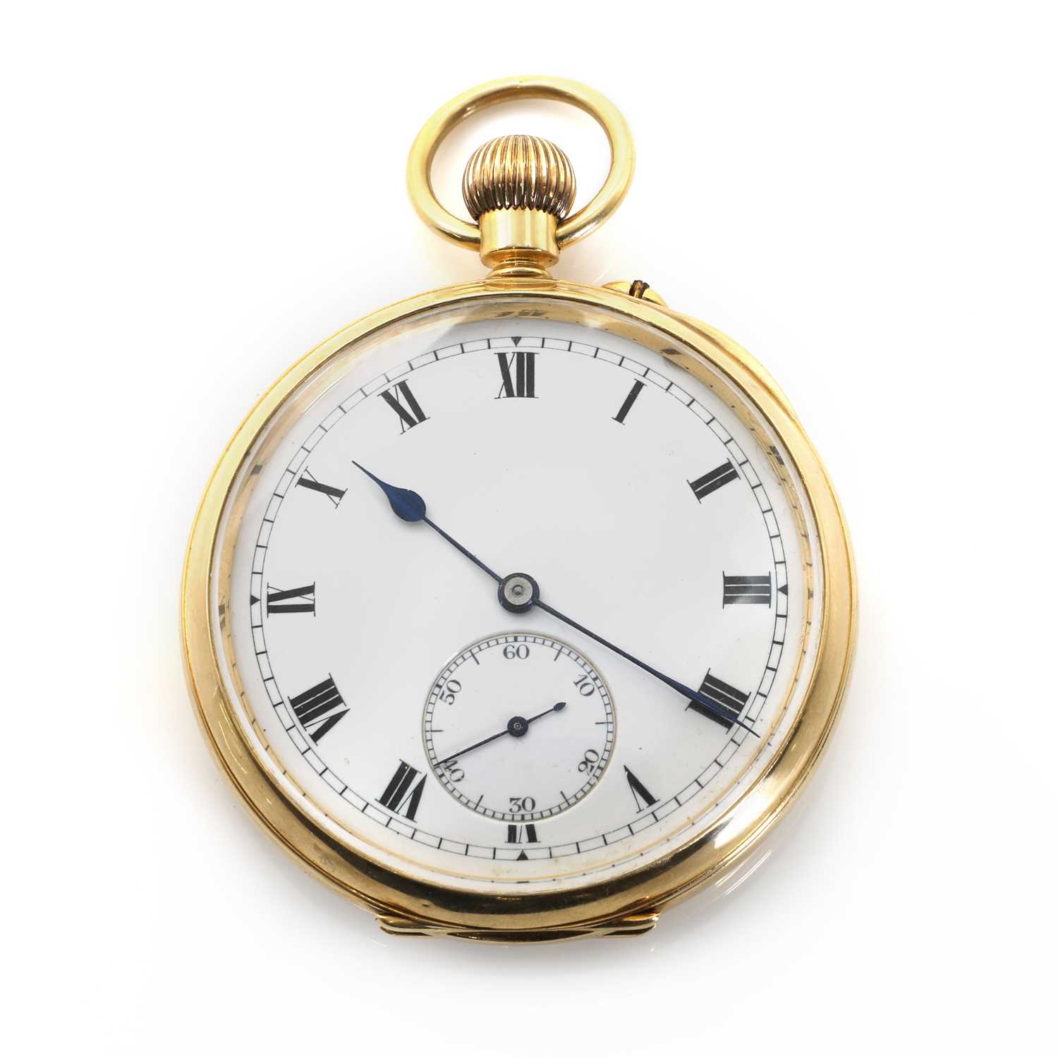 Lot 412 - An 18ct gold open faced pocket watch,