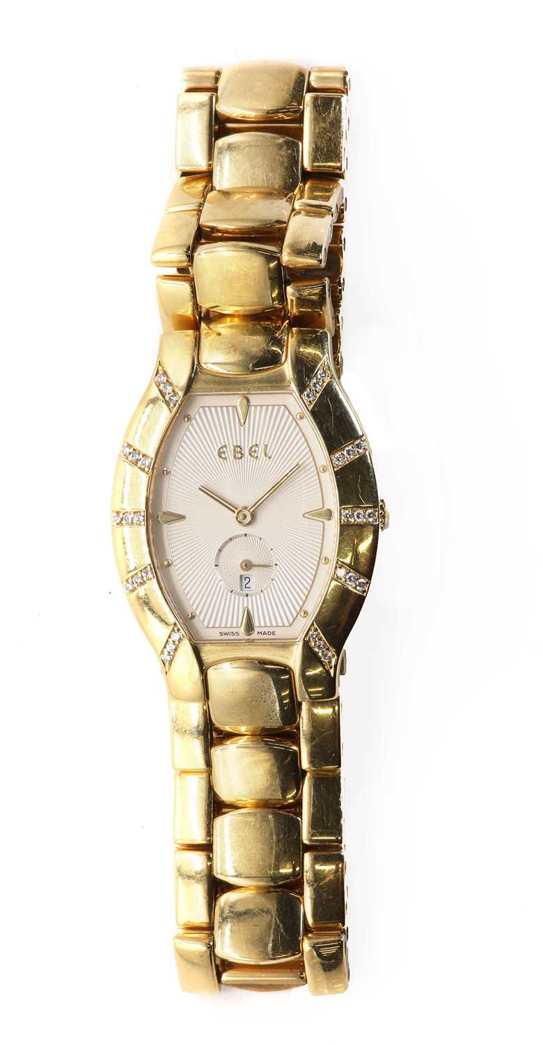 Lot 304 - A ladies' 18ct gold Ebel Lichine quartz bracelet watch, c.1990