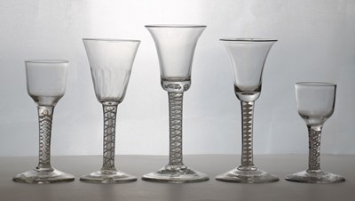 Lot 192 - A group of three opaque twist wine glasses