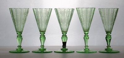 Lot 235 - A set of five Lobmeyr uranium green drinking glasses