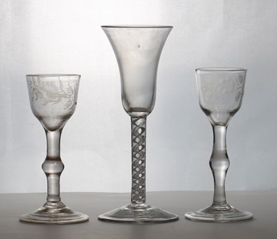 Lot 191 - A mixed twist wine glass