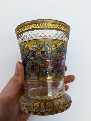 Lot 213 - A group of six Bohemian glass spa type beakers