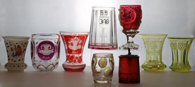 Lot 215 - A group of Bohemian glass beakers