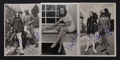 Lot 379 - The Avengers: three Diana Rigg signed promo cards