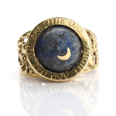 Lot 198 - An 18ct gold lapis lazuli and diamond ring, attributed to John Donald