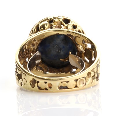 Lot 198 - An 18ct gold lapis lazuli and diamond ring, attributed to John Donald