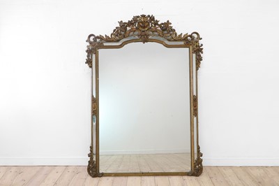 Lot 334 - A giltwood and gesso overmantel mirror