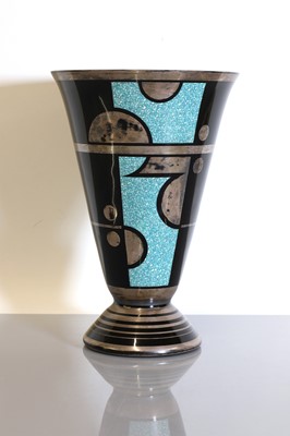 Lot 169 - A French Art Deco silvered and enamel vase