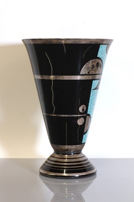 Lot 169 - A French Art Deco silvered and enamel vase