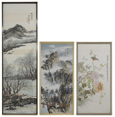 Lot 65 - Three Chinese embroidered panels