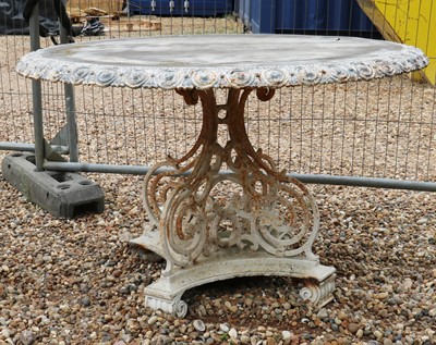 Lot 436 - A cast iron garden table