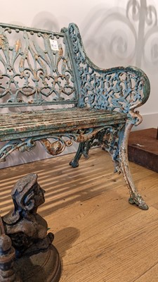 Lot 668 - A Victorian painted cast iron garden bench