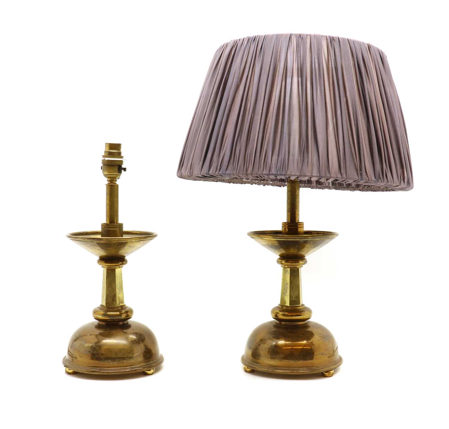 Lot 327 - A pair of brass table lamps