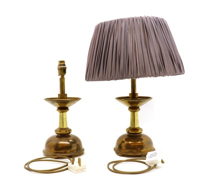 Lot 327 - A pair of brass table lamps