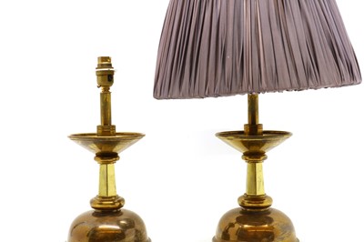 Lot 327 - A pair of brass table lamps