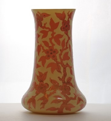 Lot 232 - An opaline cased and cut glass vase