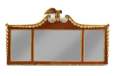 Lot 474 - A mahogany and parcel gilt overmantel mirror