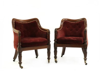 Lot 480 - A pair of William IV mahogany tub chairs