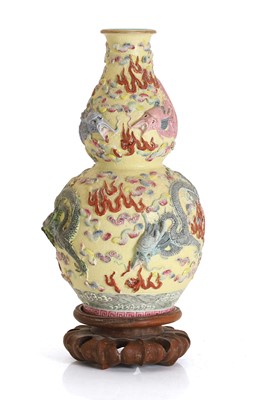 Lot 59 - A Chinese famille rose double gourd vase