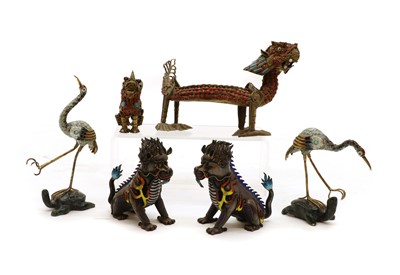 Lot 133 - A collection of Chinese gilt metal and enamel figures