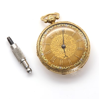 Lot 404 - An 18ct gold key wind open faced fusee pocket watch, by William Harvey