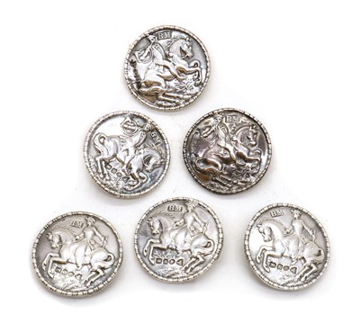 Lot 31 - A set of six late Victorian silver buttons