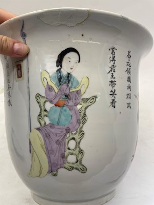 Lot 82 - A Chinese jardiniere with a stand