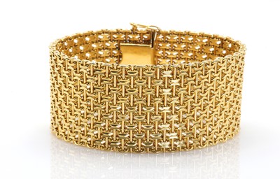 Lot 271 - A gold mesh cuff bracelet