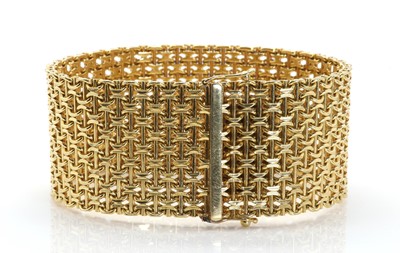 Lot 271 - A gold mesh cuff bracelet