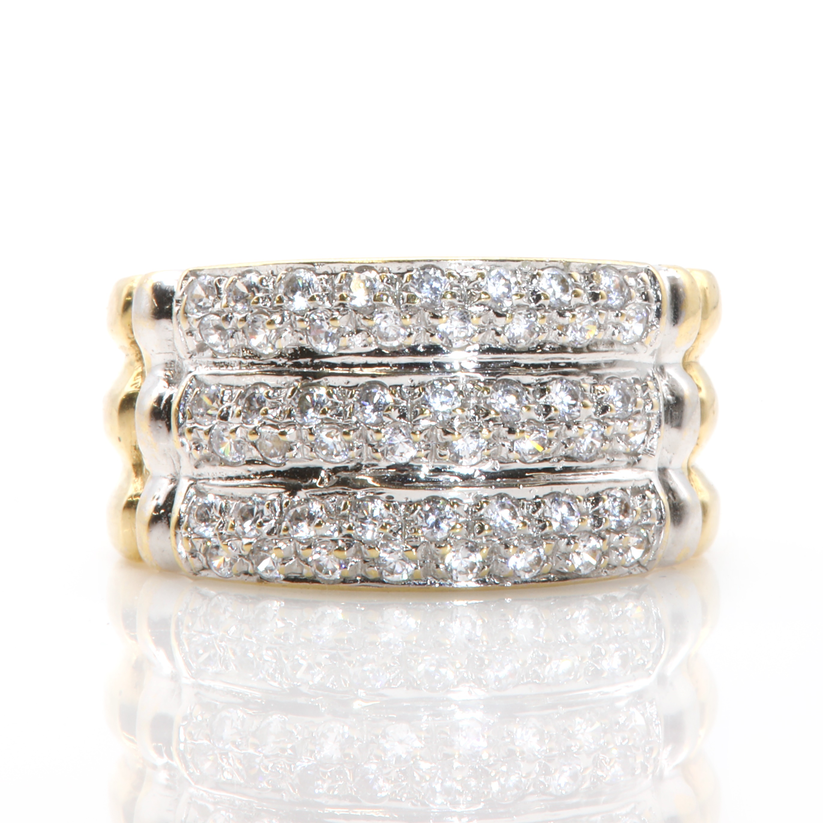 9ct Gold Ladies Cubic Zirconia Large Cluster Dress Ring