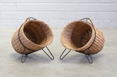 Lot 309 - A pair of Swedish wicker log baskets