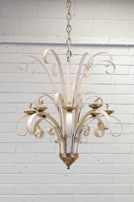 Lot 243 - A large painted iron chandelier