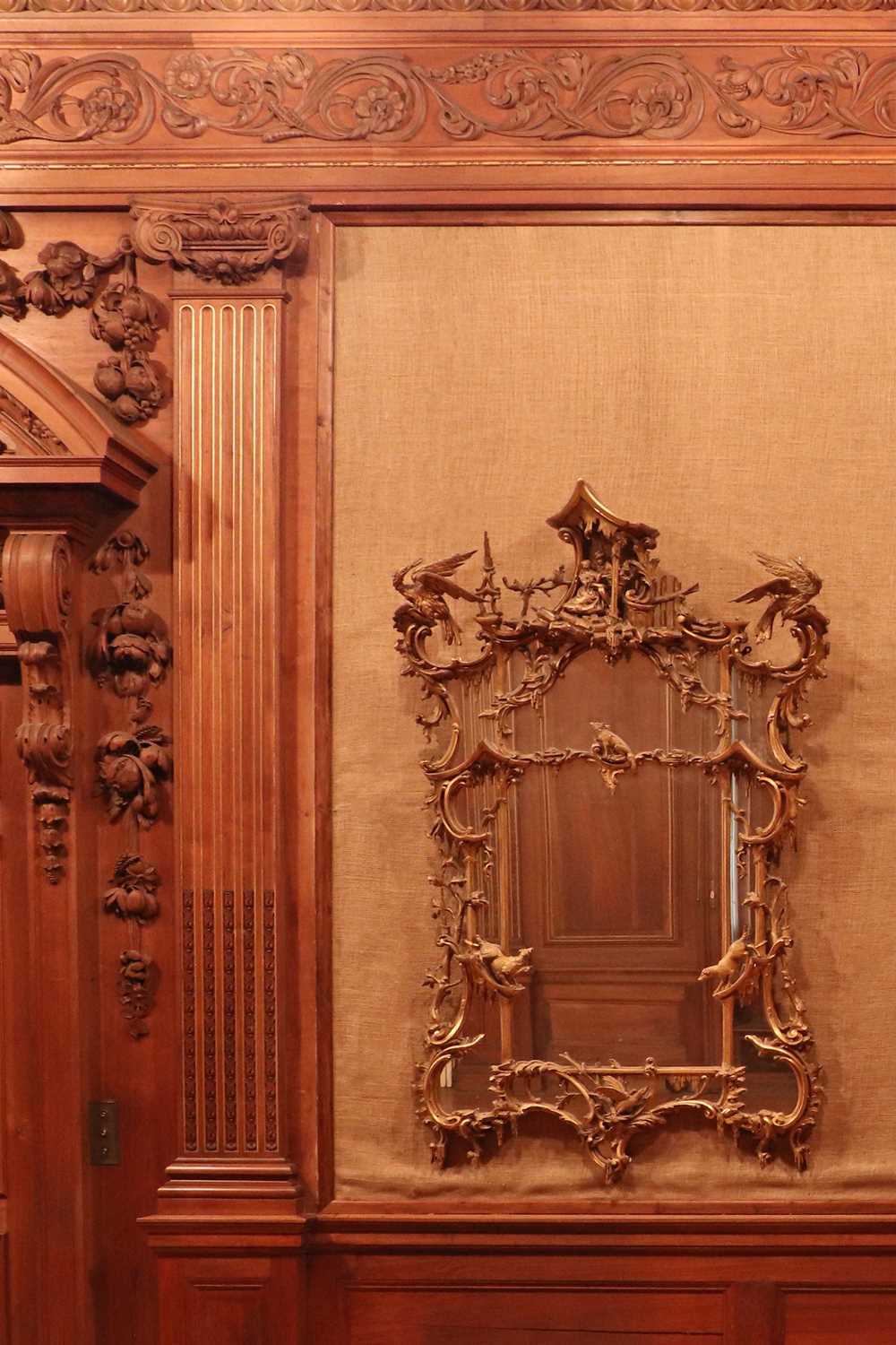 Lot 52 - ☘ A giltwood mirror of Chippendale style