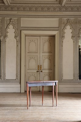 Lot 28 - ☘ A George III satinwood card table with semi-elliptical top