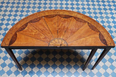 Lot 28 - ☘ A George III satinwood card table with semi-elliptical top