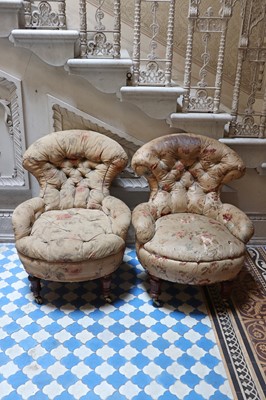 Lot 139 - ☘ A pair of Victorian small tub chairs