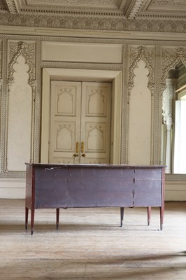 Lot 21 - A George IV satinwood and mahogany bow-front sideboard