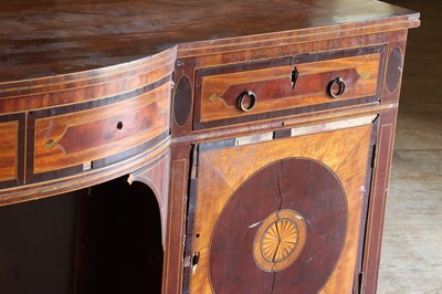 Lot 21 - A George IV satinwood and mahogany bow-front sideboard