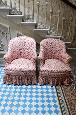 Lot 142 - ☘ A matched pair of Victorian tub armchairs