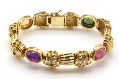 Lot 183 - A gold and vari-coloured gemstone bracelet