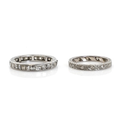 Lot 291 - Two platinum and diamond eternity rings