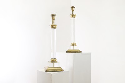 Lot 295 - A pair of Perspex table lamps