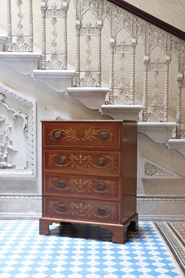 Lot 312 - ☘ An Edwardian mahogany and inlaid secretaire chest