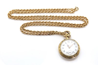 Lot 407 - A French gold fob watch with chain